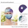 UNIQ Mask and Headband Set Tie Dye Floral Button Bandana Sport Wide Head Wrap Headpiece Hairband with Button